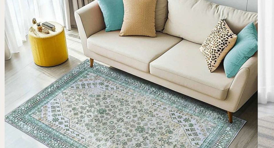 Hand-finished luxury rug in a living room